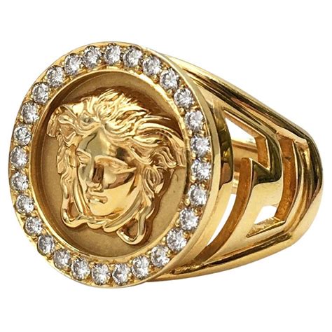 versace medusa head gold plated ring authentic|Versace Medusa head ring.